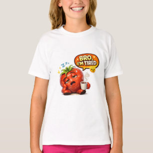 Camiseta engraçada de morango "Bro tô cansado"