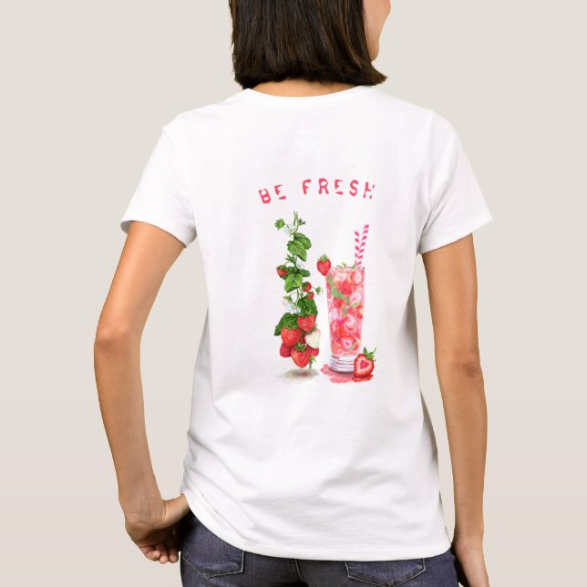 Camiseta Engraçada De Morango Fresco - Texto Perso (Verso)