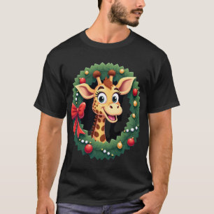 Camiseta engraçada de Natal com rosto de girafa me