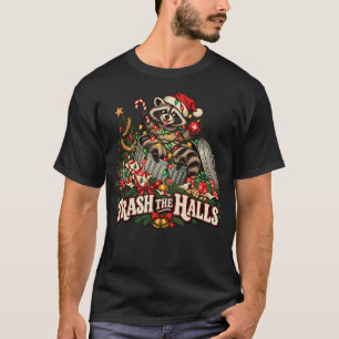 Camiseta engraçada de Natal de guaxinim 'Trash the