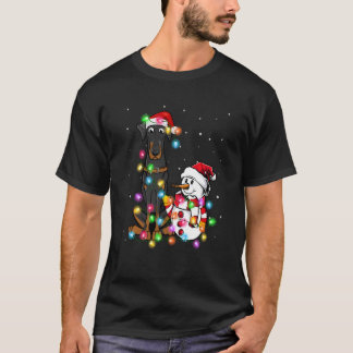 Camiseta engraçada de Natal do cão Doberman Snowma