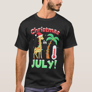 Camiseta engraçada de Natal em julho Santa Girafa
