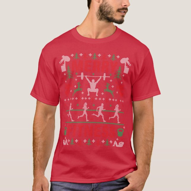Camiseta engraçada de Natal feio de ginástica Fitn (Frente)