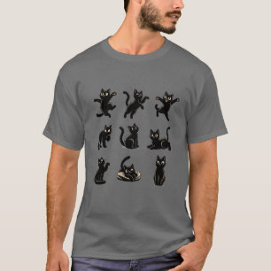 camiseta engraçada de nove gatos pretos para amant