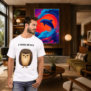 Camiseta Engraçada de Ouriço 'Preciso de Espaço'