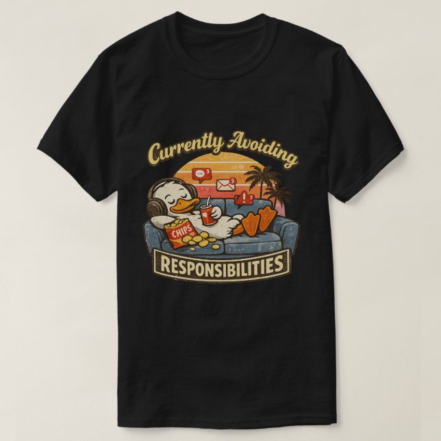 Camiseta engraçada de pato evitando responsabilida (Frente do Design)