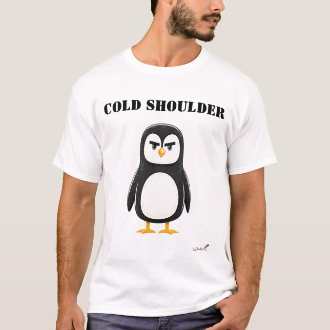 Camiseta engraçada de pinguim mal-humorado Cold Sh (Frente)