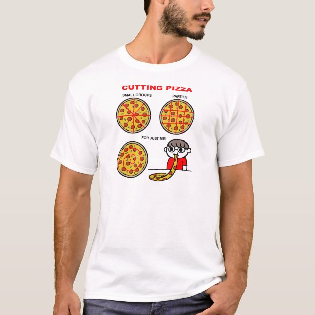 Camiseta engraçada de pizza cortada (Frente)
