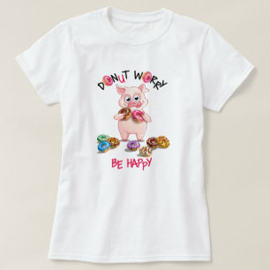 Camiseta engraçada de porco e donut com trocadilho
