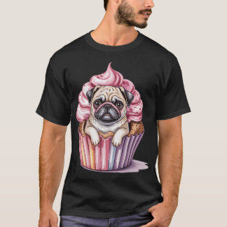 Camiseta engraçada de pug com óculos de sol para a