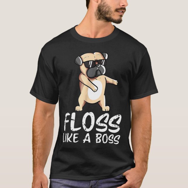 Camiseta engraçada de pug dançando Floss Like A Bo (Frente)