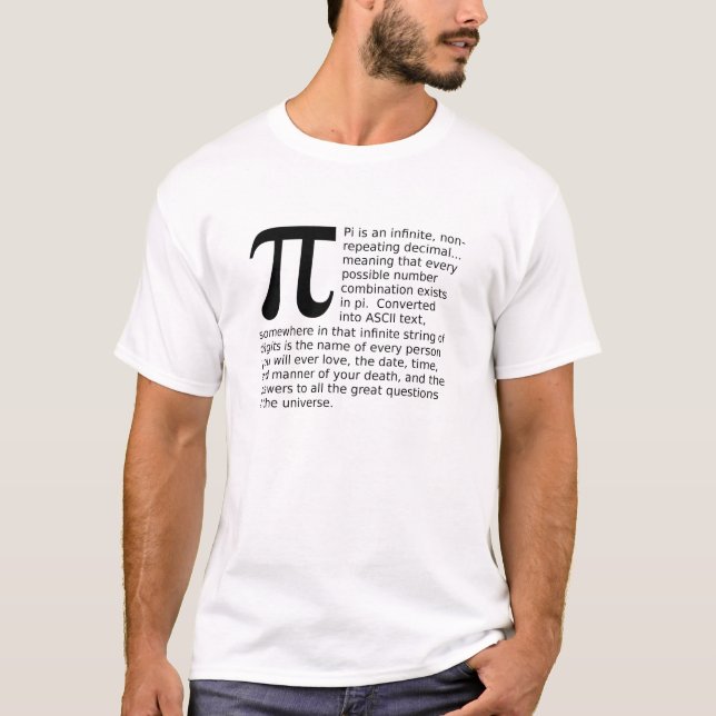 Camiseta engraçada de respostas Pi infinitas (Frente)