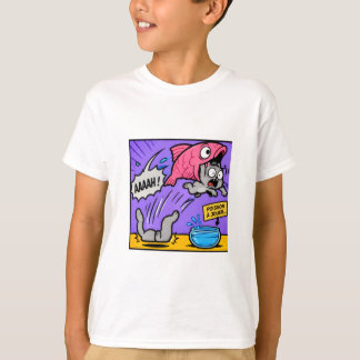 Camiseta engraçada de super gato e peixe para cria