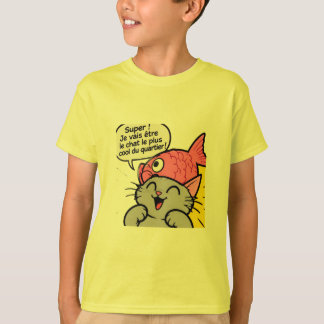 Camiseta engraçada de super gato e peixe para cria