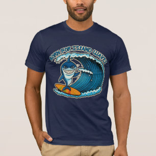 Camiseta engraçada de surf de tubarão para homens