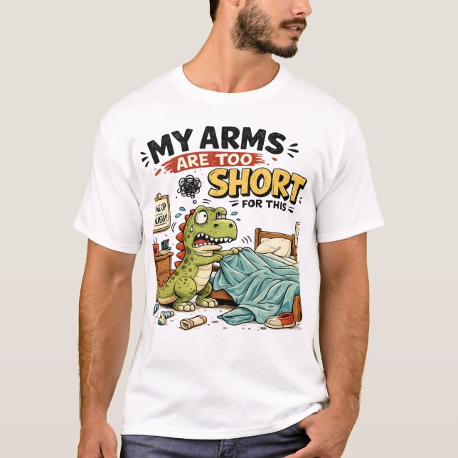 Camiseta engraçada de T-Rex com braços curtos e sa (Frente)