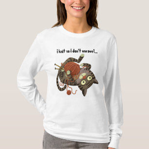 Camiseta engraçada de tricô com tema de gato Prese