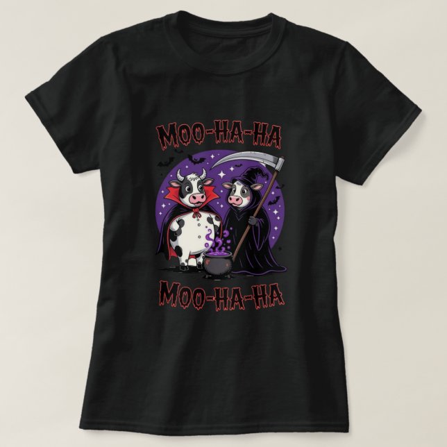 Camiseta engraçada de vaca vampira e ceifador de H (Frente do Design)