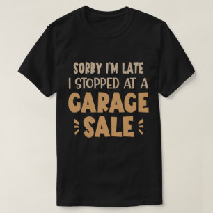 Camiseta engraçada de venda de garagem, preta e ma