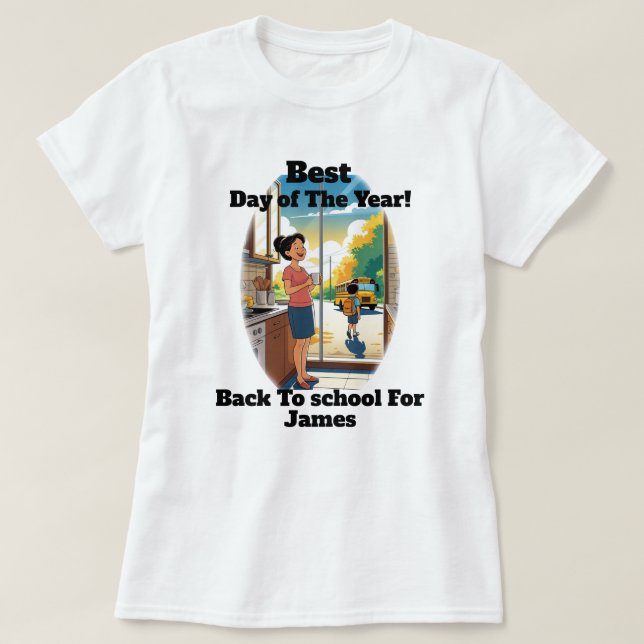 Camiseta engraçada de volta às aulas com nome da m (Frente do Design)