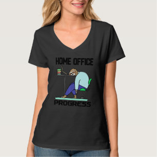 Camiseta Engraçada Declaração Sloth Home Office Laptop Trab