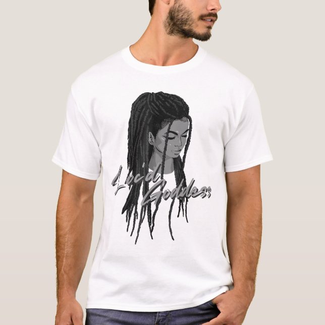 Camiseta Engraçada Deusa Dotada Mulheres Dreadlock Negra (Frente)