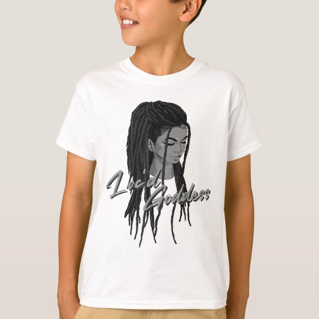 Camiseta Engraçada Deusa Dotada Mulheres Dreadlock Negra (Frente)