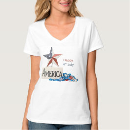 Camiseta engraçada do 4 de julho Vermelho Branco &