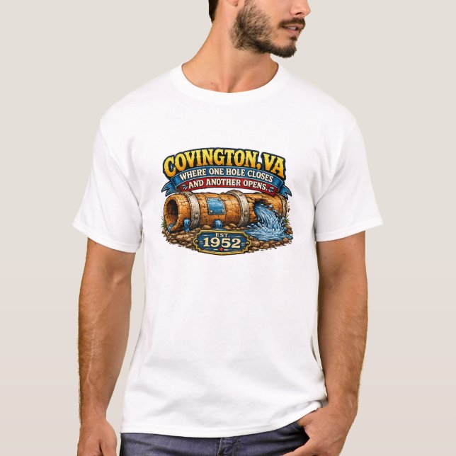 Camiseta Engraçada do Cano de Água de Covington (Frente)