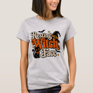 Camiseta engraçada do Dia das Bruxas com rosto de