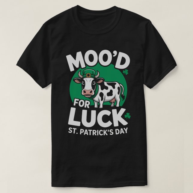 Camiseta engraçada do Dia de São Patrício com vaca (Frente do Design)