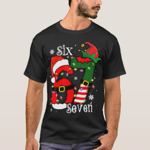 Camiseta engraçada do elfo natalino seis sete 67 m