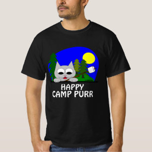 Camiseta engraçada do gato acampando no Happy Camp