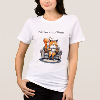 Camiseta engraçada do gato Cattuccino Time