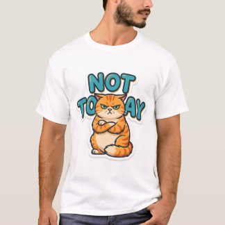 Camiseta Engraçada do Gato Mal-Humorado Não Hoje