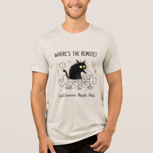 Camiseta engraçada do gato remoto