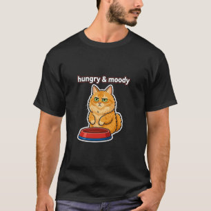 Camiseta engraçada do gato ruivo faminto e mal-hum