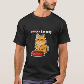 Camiseta engraçada do gato ruivo faminto e mal-hum