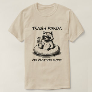 Camiseta engraçada do guaxinim no modo férias
