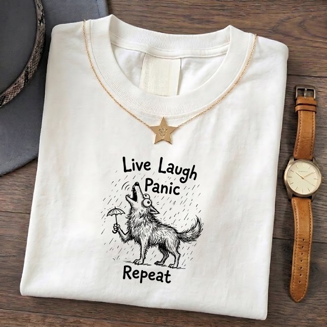 Camiseta engraçada do lobo uivando com humor, risa (Criador carregado)