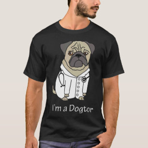 Camiseta engraçada do médico pug veterinário de es