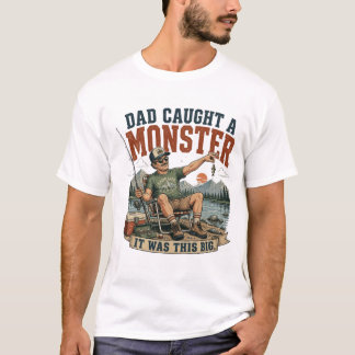Camiseta Engraçada do Pai que Pescou um Monstro