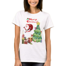 Camiseta engraçada do Papai Noel e árvore de Natal