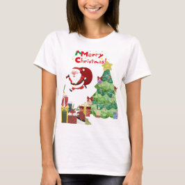 Camiseta engraçada do Papai Noel e árvore de Natal