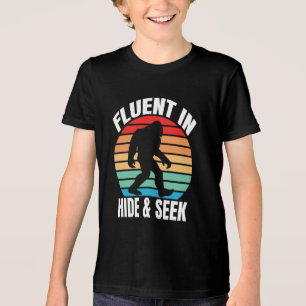 Camiseta engraçada do Pé Grande fluente em esconde
