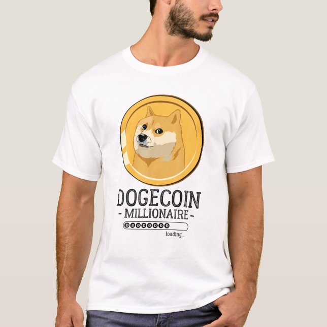 Camiseta Engraçada Dogecoina Millionária Cão-Doga Cães Crip (Frente)