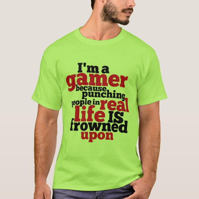 Camiseta engraçada dos jogadores para Geeks Videos (Frente)