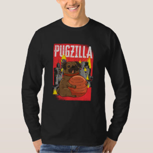 Camiseta Engraçada E Bonita Pugzilla Giant Pug Dog Bregs S
