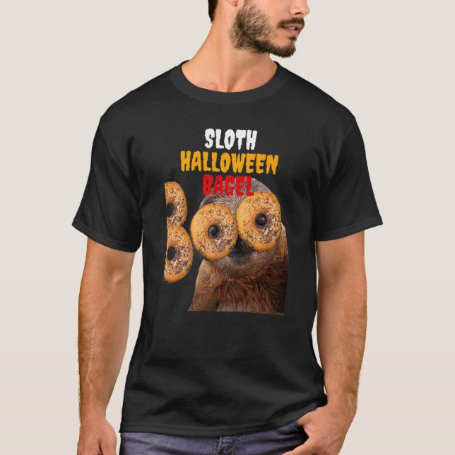 Camiseta Engraçada e engraçada Haloentre Sloth Boo Bagel Co (Frente)