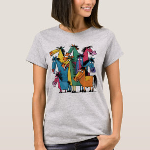 Camiseta Engraçada Engraçada, Cavalos Coloridos, Abstrato